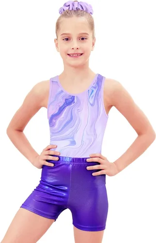 Miniatura 3 de JOYSTREAM Leotardos de gimnasia para niñas con pantalones cortos brillantes para bailar ballet