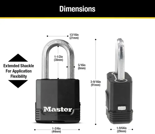 Miniatura 6 de Master Lock Magnum - Candado resistente para exterior de alta resistencia con llave, cuerpo resistente a la intemperie y grillete resistente a