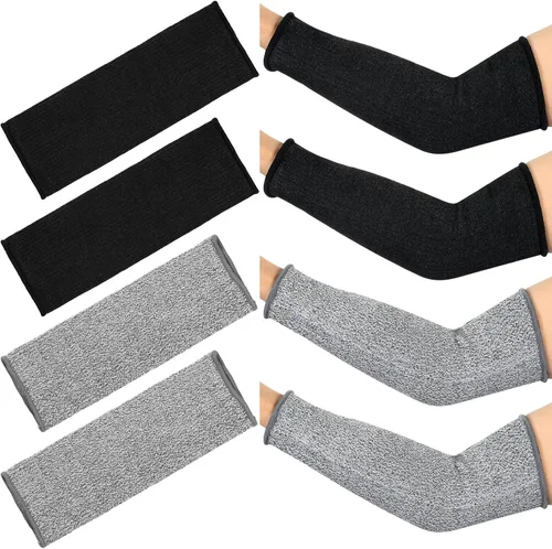 Neer 4 pares de mangas protectoras para brazos para piel delgada, anticortes y resistentes a quemaduras, funda para antebrazo para cocina y Negro
