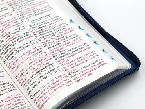 Miniatura 5 de Biblia RVR60 - Concordancia Amplia, Letra Grande, palabras de Jesus en Rojo, ziper, indice, tapa en imitacion cuero triotone azul y canto plateado