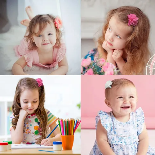 Miniatura 5 de DeD 24 lazos de gasa para el pelo de 2.7 pulgadas, pinzas para el pelo de flores, pequeñas pinzas para el cabello para niñas, bebés, niños pequeños