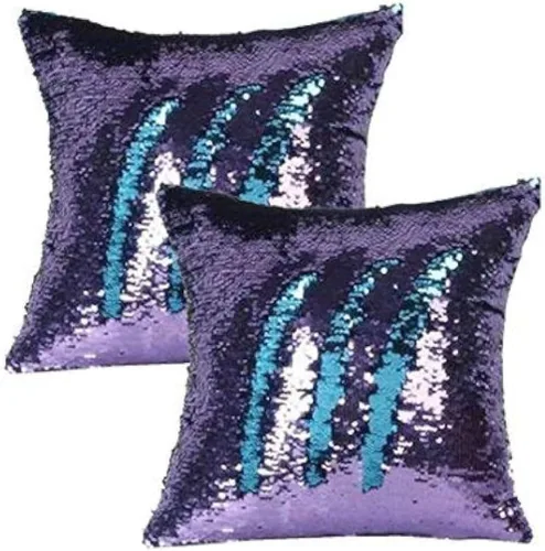 Miniatura 6 de MOCOFO Fundas de almohada decorativas de lentejuelas mágicas reversibles 16x16-2 de plata a oro + 2 de oro a negro de ante premium para habitación 4