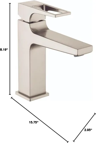 Miniatura 2 de hansgrohe Metropol 74506821 - Grifo moderno para lavabo de baño de bajo flujo con 1 manija y 1 manija de 1 7 pulgadas de alto en níquel cepillado