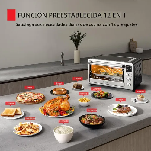 Miniatura 3 de TOSHIBA ChefFry - Combo de horno tostador y freidora de aire, gran capacidad de 26.4 cuartos de galón, horno tostador de encimera 12 en 1, acero