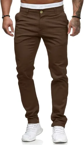 Miniatura 10 de HUNGSON Pantalones vaqueros casuales ajustados ajustados para hombre, pantalones de mezclilla rectos elásticos