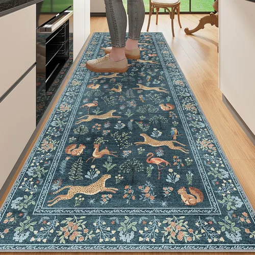 Miniatura 117 de DUKINO Alfombra de área de 6 x 9 pies, alfombra floral para sala de estar, ligera, antideslizante, lavable, alfombra de interior de pelo bajo