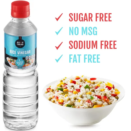 Miniatura 4 de Best of Thailand Vinagre de arroz sin condimentar Paquete de 2 unidades de 16.9 onzas Vinagre de cocina sin gluten para sushi, ensalada, adobo
