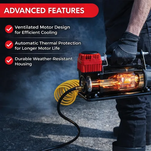 Miniatura 7 de Compresor de aire portátil de 12 V, inflador de neumáticos de alta resistencia de 5.65 CFM para camiones, SUV y vehículos todoterreno, bomba de aire