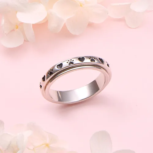 Miniatura 8 de Ladytree Anillos giratorios de plata de ley 925 para aliviar la ansiedad, el estrés y el aburrimiento, para TDAH y autismo, chapado en platino