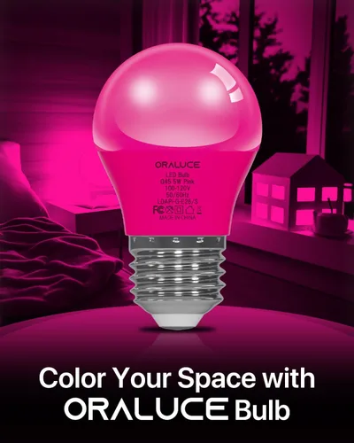 Miniatura 7 de ORALUCE Bombilla de porche rosa equivalente a 40 W, bombillas LED A15 para decoración e iluminación de fiestas de Halloween, Navidad, bombilla