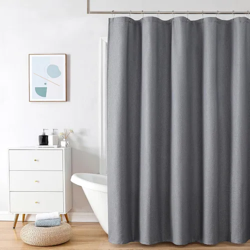 Miniatura 30 de OVZME Berry - Cortina de ducha extralarga verde de 96 pulgadas, cortina de baño de tela con textura en relieve 3D, cortina de baño grande para Verde