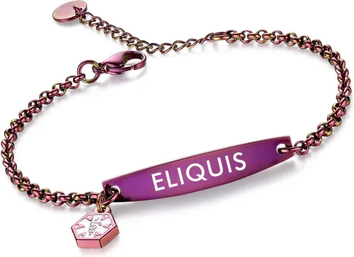 Miniatura 65 de LinnaLove - Pulsera de identificación de alerta médica con cadena Rolo simple pregrabada para mujer