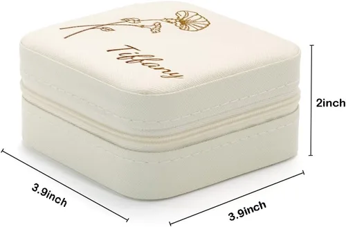 Miniatura 5 de Novgarden Joyero personalizado con nombre, piel sintética, organizador de viaje, caja de almacenamiento de anillos, aretes, collar, regalo