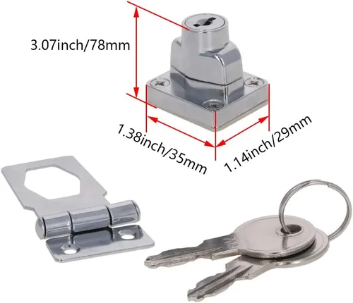 Miniatura 2 de MroMax Cerradura de cerrojo con llave de 3.07 x 1.38 pulgadas, perilla giratoria con llave, cerradura de cerrojo de bloqueo con llave para puertas
