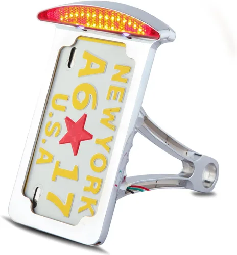 Miniatura 11 de Rich Choices - Luces traseras de motocicleta con soporte lateral para matrícula, luces de freno integradas, luz de stop, impermeables, de aluminio