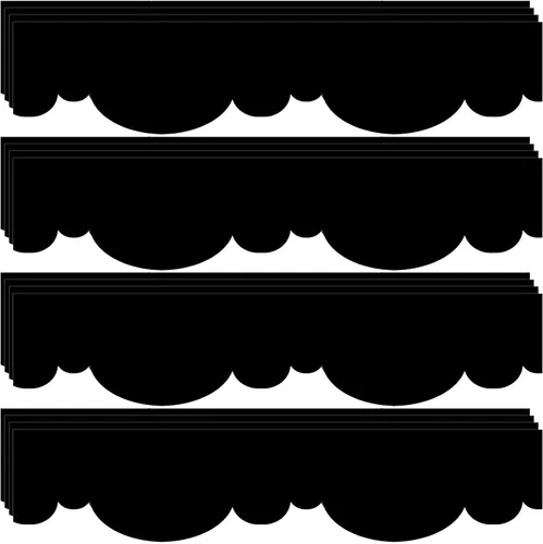 Geyee 60 tableros de anuncios de 59 x 3 pulgadas, borde festoneado de arpillera en blanco y negro, borde de tablero de anuncios, recortador de