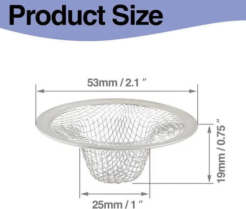 Miniatura 2 de Piutouyar Paquete de 2 coladores de acero inoxidable para fregadero de cocina, cesta de malla de 2 pulgadas de diámetro, filtro redondo grande