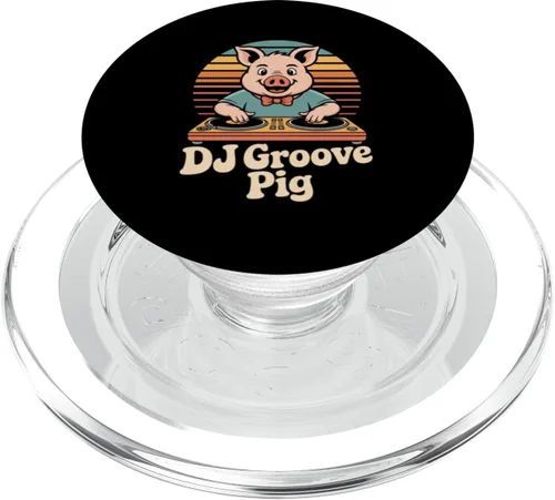 Miniatura 7 de DJ Groove Pig Retro Turntable Sunset Party Vibes PopSockets Adhesive PopGrip