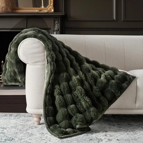 Miniatura 18 de EverGrace - Manta ultra suave de lujo, esponjosa, de pelo de conejo sintético, cálida y gruesa, para cama, reversible, para sofá, silla, color gris