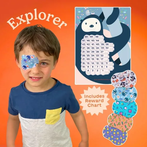 Miniatura 2 de Parches adhesivos para el cuidado de la piel de los niños (Explorer) - Parche para ojos de bebé para tratamiento de ojos perezosos - Parches