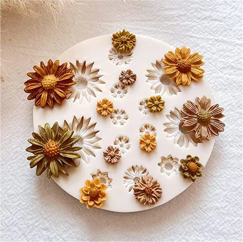 Moldes de arcilla polimérica de flores pequeñas de margarita, moldes de arcilla miniatura de 13 cavidades para hacer joyas, decoración de pasteles y