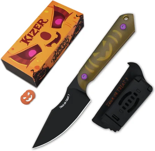 Miniatura 17 de Kizer Mini Harpoon Cuchillo de hoja fija con funda, cuchillo de caza de hoja de 3 V con mango de micarta, cuchillos pequeños EDC de hoja fija