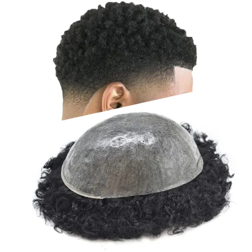 Unidad de cabello humano para hombres negros, rizado afro brasileño, sistema de reemplazo de cabello para hombres afroamericanos afroamericanos,