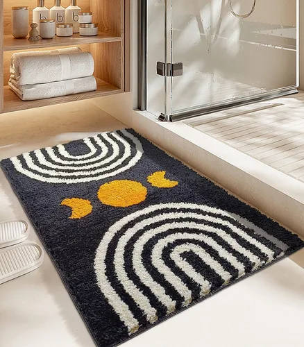 Miniatura 2 de Alfombras de baño bohemias, lindas alfombras de baño bohemias antideslizantes de microfibra abstracta para dormitorio, alfombra pequeña, decoración