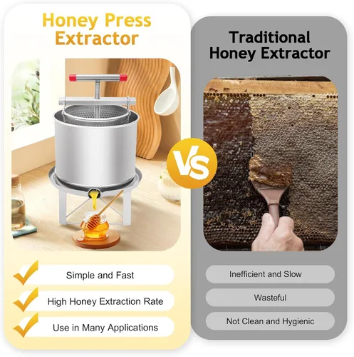 Miniatura 3 de Extractor de prensa de miel, prensa de miel de frutas grandes, extractor de cera de abejas, máquina de apicultura, máquina de prensa manual de miel