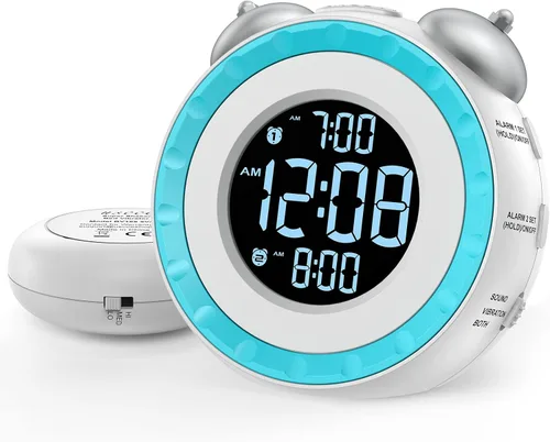 Miniatura 11 de uscce Reloj despertador fuerte dual con agitador de cama - Atenuador 0-100%, reloj despertador vibratorio para personas que duermen pesadas