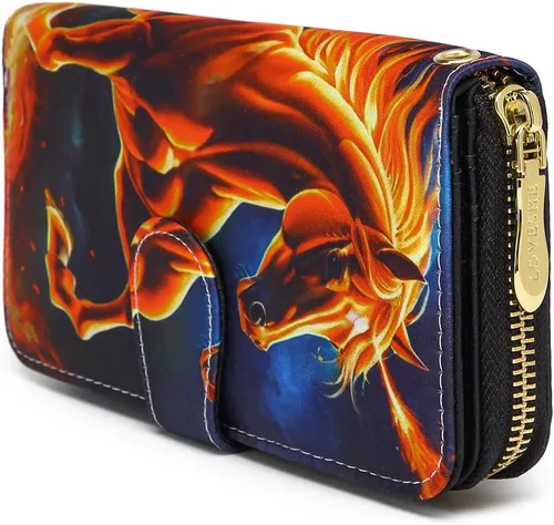 Miniatura 43 de Cartera de mano para mujer, estilo bohemio, con RFID, elegante, espaciosa con correa para viajes, capacidad para tarjetas, teléfono, dinero