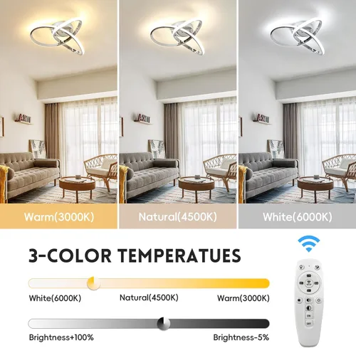 Miniatura 2 de CANEOE Lámparas de techo modernas, lámpara de techo LED de montaje empotrado regulable de 42W con control remoto, diseño creativo cerca del techo