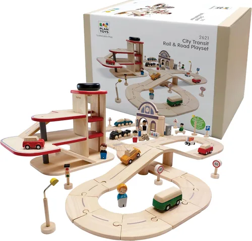 Miniatura 16 de PlanToys® Juego de camino y riel de goma, pequeño juego Montessori de madera Imaginación, resolución de problemas y exploración de movimiento