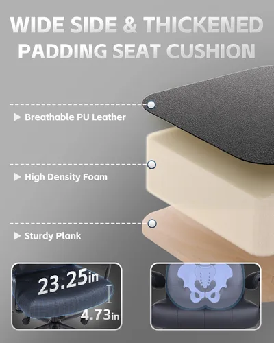 Miniatura 4 de Silla de oficina grande y alta de 500 libras, silla de escritorio cómoda, silla de computadora de gran tamaño extra ancha, sillas modernas