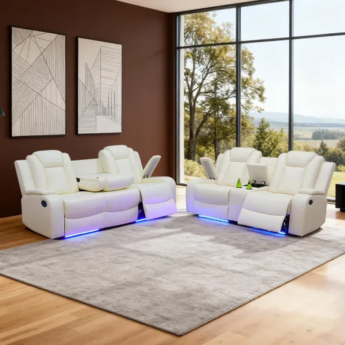 Miniatura 22 de Sofá reclinable individual eléctrico para muebles de sala de estar, silla reclinable de cuero con luces LED, puertos USB, almacenamiento oculto