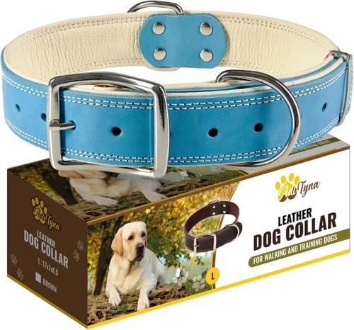 Miniatura 14 de ADITYNA Collar de perro de cuero rosa resistente para perros grandes, forrado con cuero suave, collar de perro para caminar, entrenar y senderismo