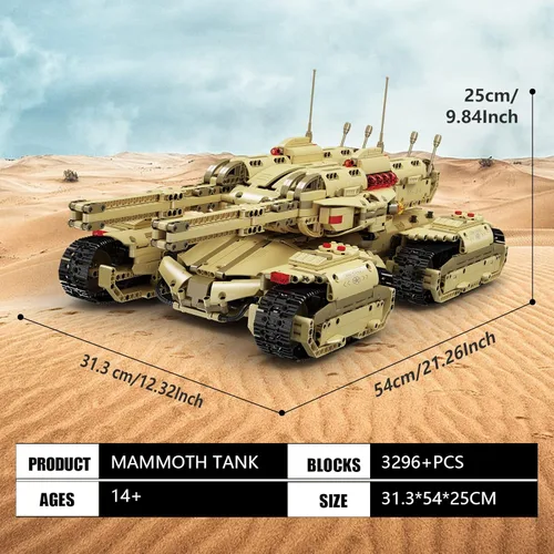 Miniatura 6 de Mould King 20011 Tecnología MOC Bloque de Construcción Mamut Tanque, Kit de Modelo de Tanque RC Recargable de Control Remoto para Adultos