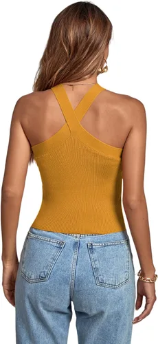 Miniatura 2 de Umenlele Camiseta corta sin mangas con cuello halter cruzado para mujer
