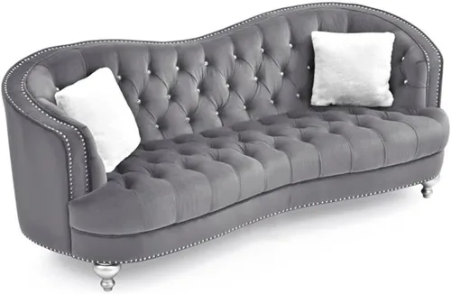 Miniatura 9 de Home Square Juego de muebles de 2 piezas con silla de terciopelo y sofá en gris