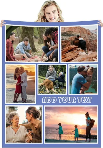 Miniatura 6 de Manta de fotos personalizada con collage de texto, imagen, regalo de cumpleaños de boda para adultos, bebés, niños, niñas, niños, papá, mamá, 10