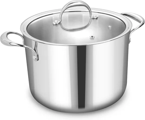 Miniatura 13 de KEAWELL K3 Premium - Cacerola de acero inoxidable de tres capas de 1.5 cuartos con tapa, seguro para inducción y horno hasta 600°F, calentamiento