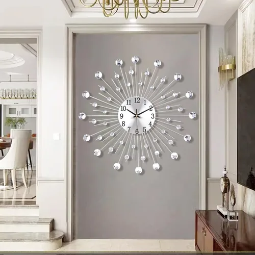 Miniatura 6 de Reloj de pared grande para sala de estar, relojes de pared modernos silenciosos que funcionan con batería, relojes decorativos sin tictac