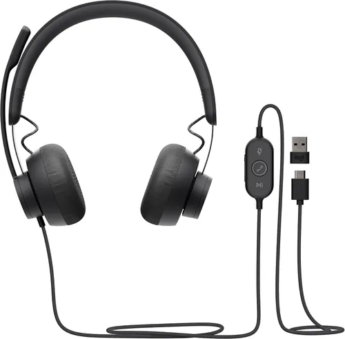 Miniatura 8 de Logitech Zone - Auriculares con cancelación de ruido con cable, USB-C con adaptador USB-A, grafito, color negro