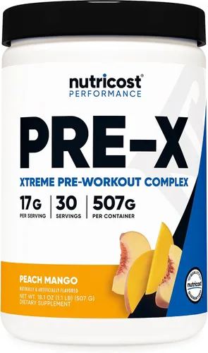 Miniatura 7 de Nutricost Pre-X, Complejo de polvo para pre-entrenamiento extremo, uva, 30 porciones, vegetariano, sin OMG y sin gluten