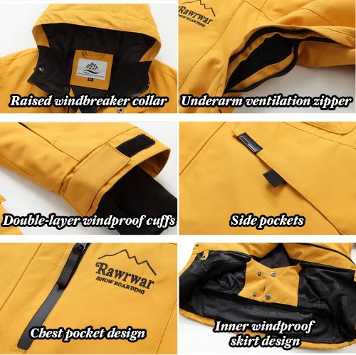 Miniatura 6 de Chaqueta de esquí para mujer, impermeable, chaqueta de nieve para invierno, resistente al viento, chaqueta de snowboard con capucha