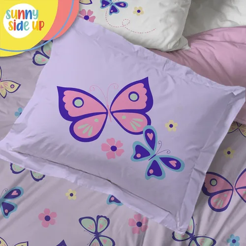 Miniatura 6 de Sunny Side Up Juego de edredón tamaño individual de mariposa – Ropa de cama infantil de 5 piezas incluye edredón, sábanas y funda de almohada