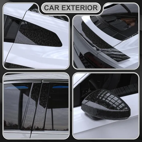 Miniatura 2 de Lypumso Envoltura de vinilo de fibra de carbono forjada con 4 kits de herramientas, rollo de vinilo de alto brillo para automóvil, calcomanía