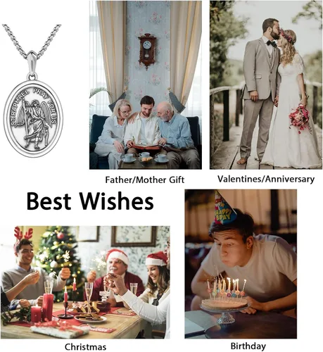 Miniatura 548 de Collar de plata de ley 925 con medalla de San Patrón, colgante de protección católica, amuleto, joyería religiosa para hombres y mujeres