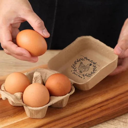 Miniatura 5 de Sello personalizado de cartón de huevos para huevos frescos, sellos personalizados de cartón de huevos de madera y goma para granjeros granjeros