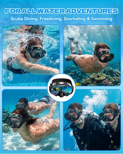 Miniatura 6 de Aegend Máscara de buceo para adultos y jóvenes, antivaho anti-UV, amplia visión, máscara de esnórquel para buceo, natación, esnórquel